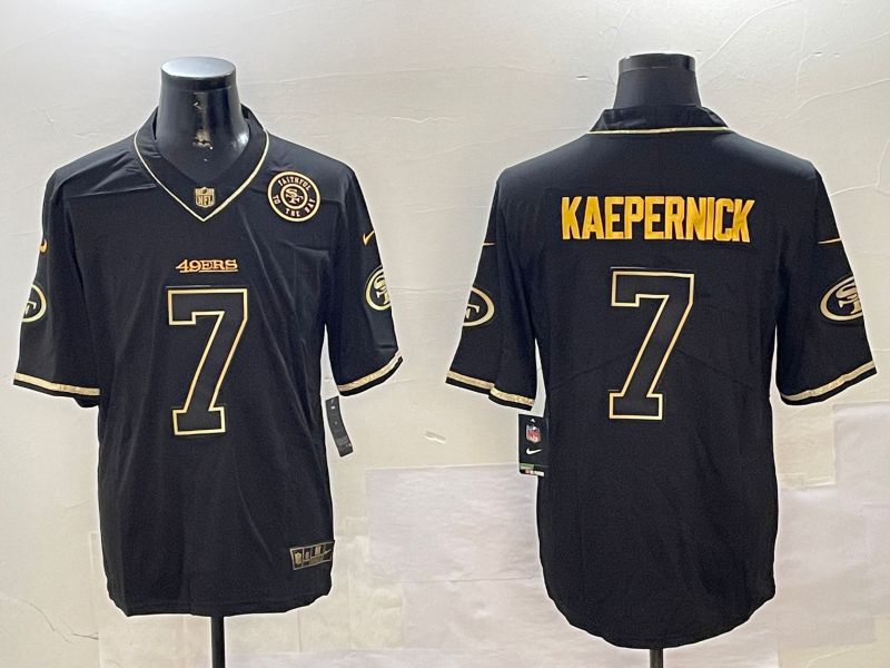 Men San Francisco 49ers 7 Kaepernick Black Gold Throwback 2024 Nike Limited NFL Jersey style 3